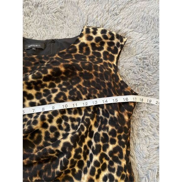 Lafayette 148 Talulah Leopard Print Wool Dress Sz‎ 8 ruffle side - Picture 4 of 9